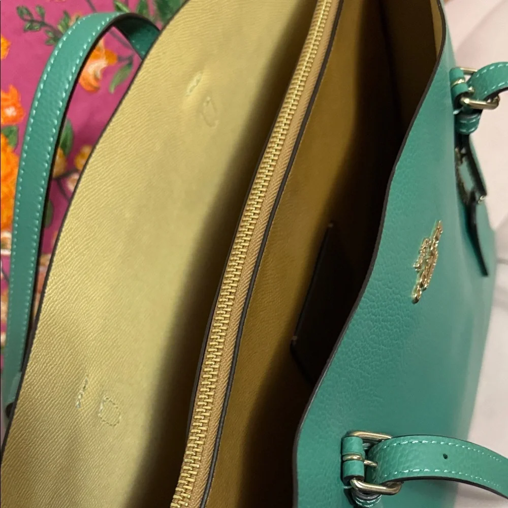 Coach Mollie Green Leather Tote Bag